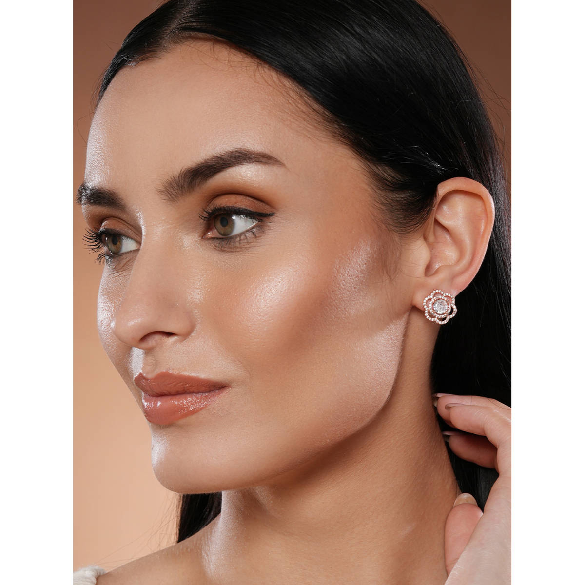 Aatmana Silver-Plated Floral Studs Earrings