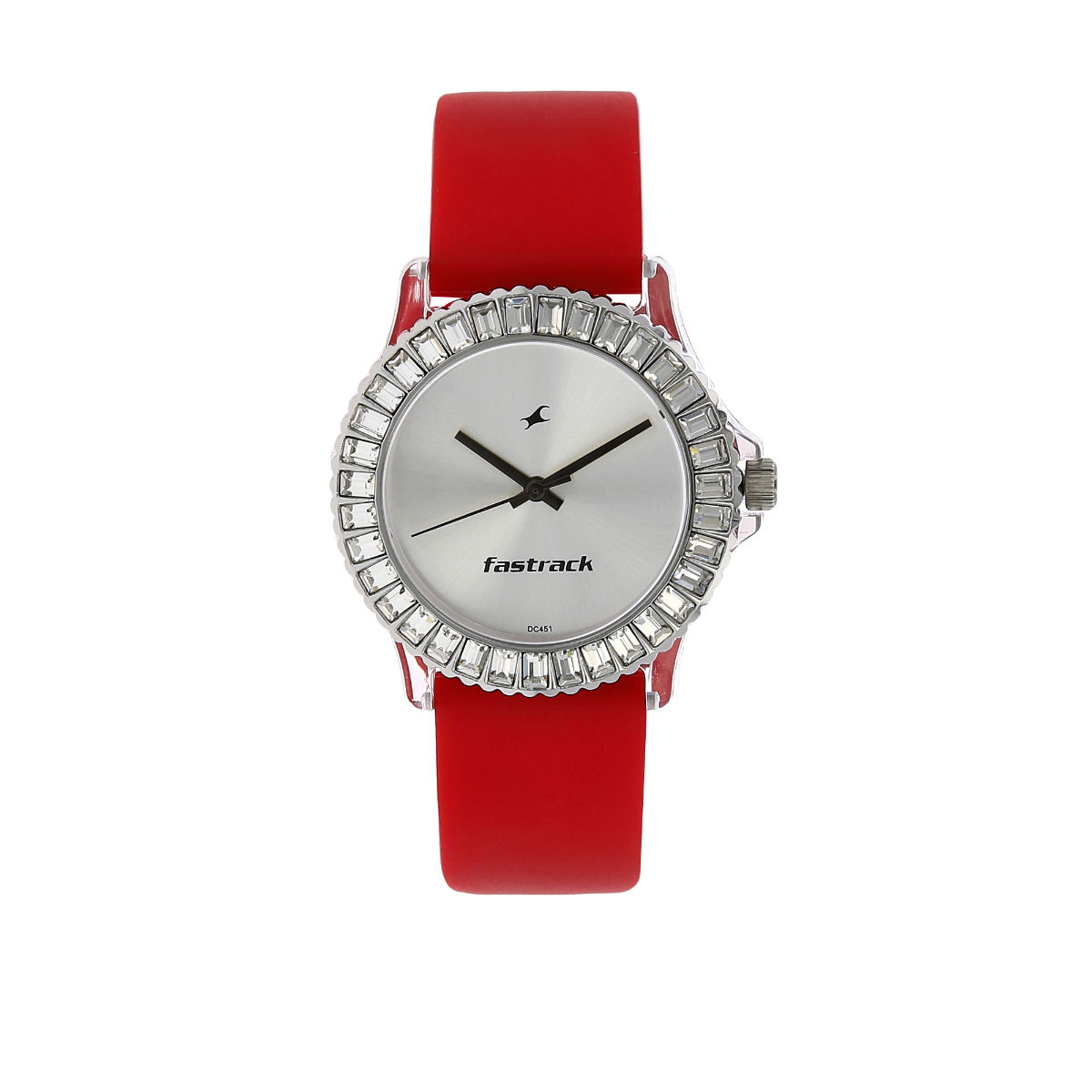 Buy Fastrack Silver Dial Red Plastic Strap Watch Online