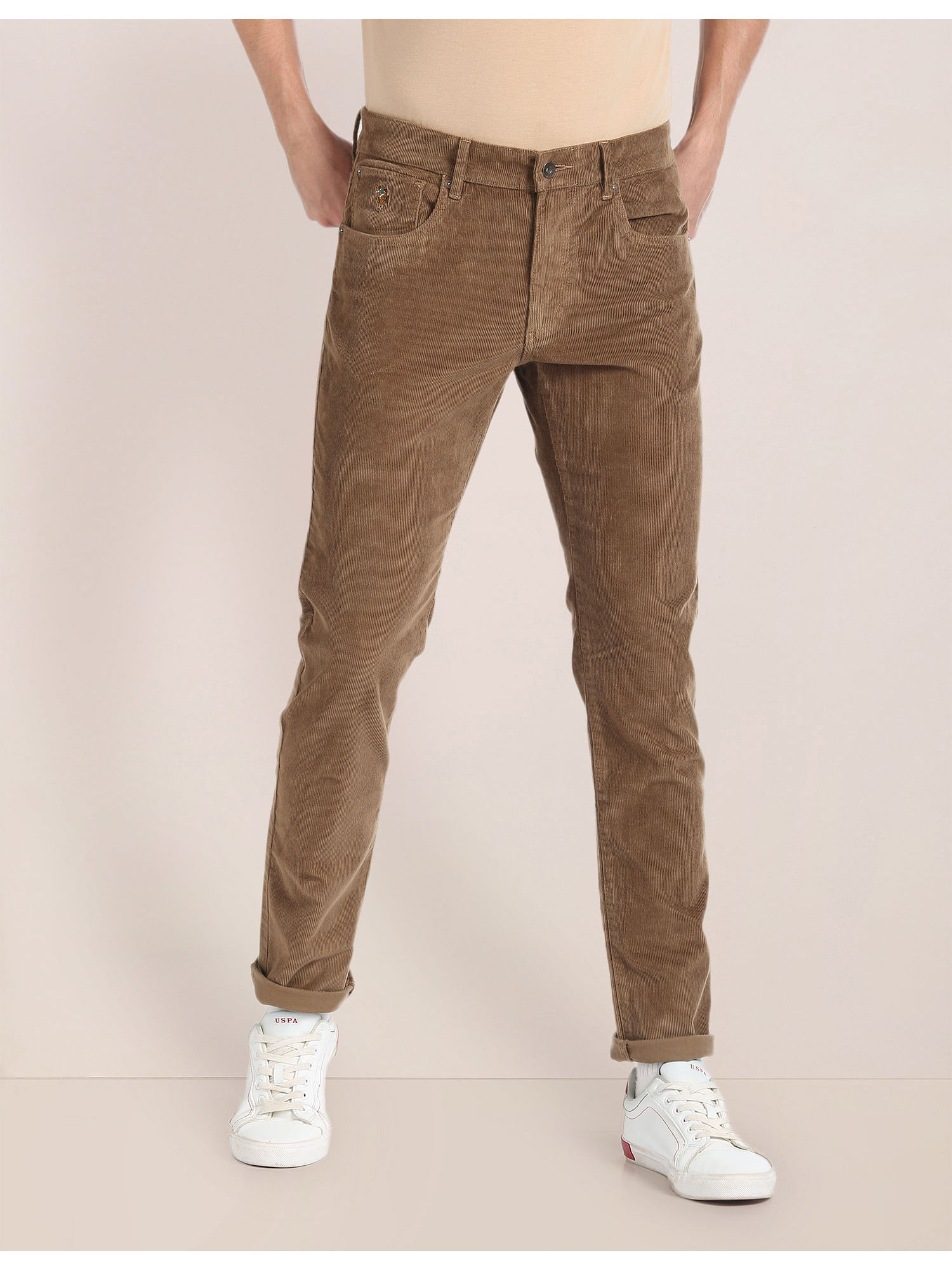 Buy U.S. POLO ASSN. Mens Regular Fit Solid Trousers | Shoppers Stop