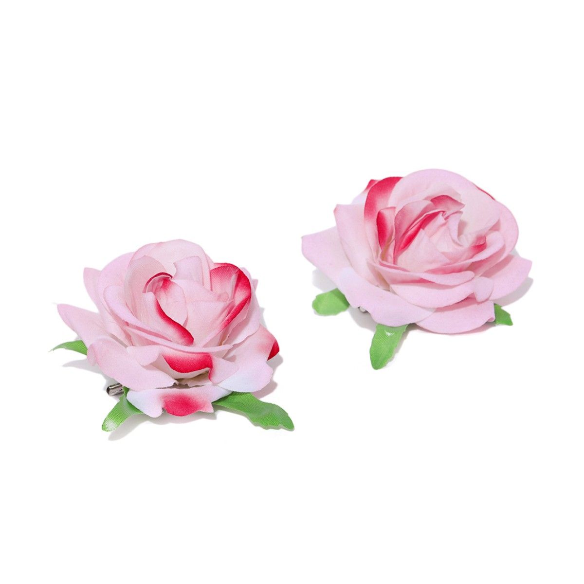 Priyaasi Set Of 2 Fabric Rose Flower Pink Colour Hair Clip: Buy ...