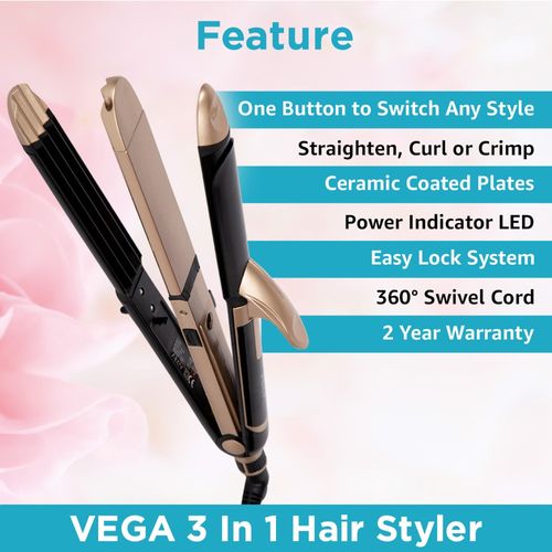 VEGA Ultimate Hair Styling Set, 3 In 1 Hair Styler & Dryer Combo Pack  (VGGP-10): Buy VEGA Ultimate Hair Styling Set, 3 In 1 Hair Styler & Dryer  Combo Pack (VGGP-10) Online