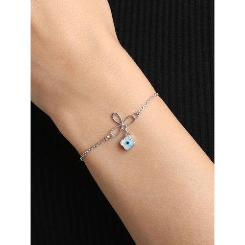 Buy CLARA 925 Silver Adjustable Rhodium Plated Evil Eye Flower