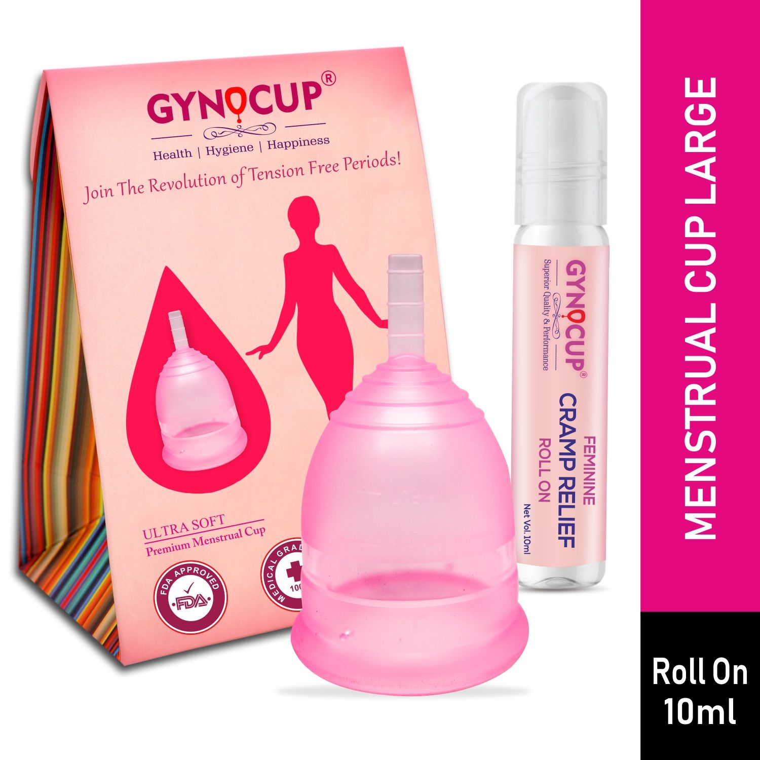 GynoCup Menstrual Cup and Cramp Relief Combo (Large)