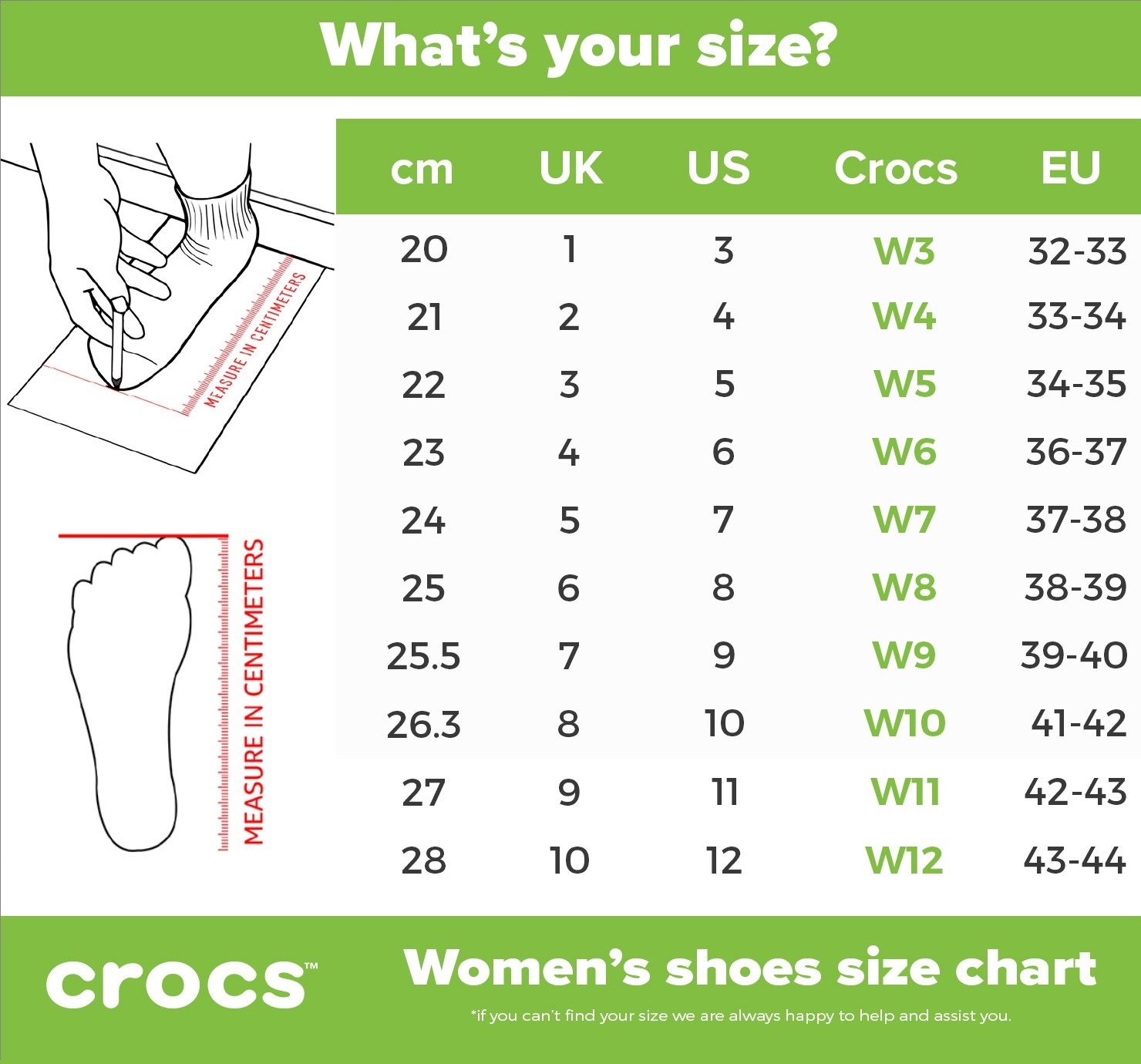 Crocs eu size chart online