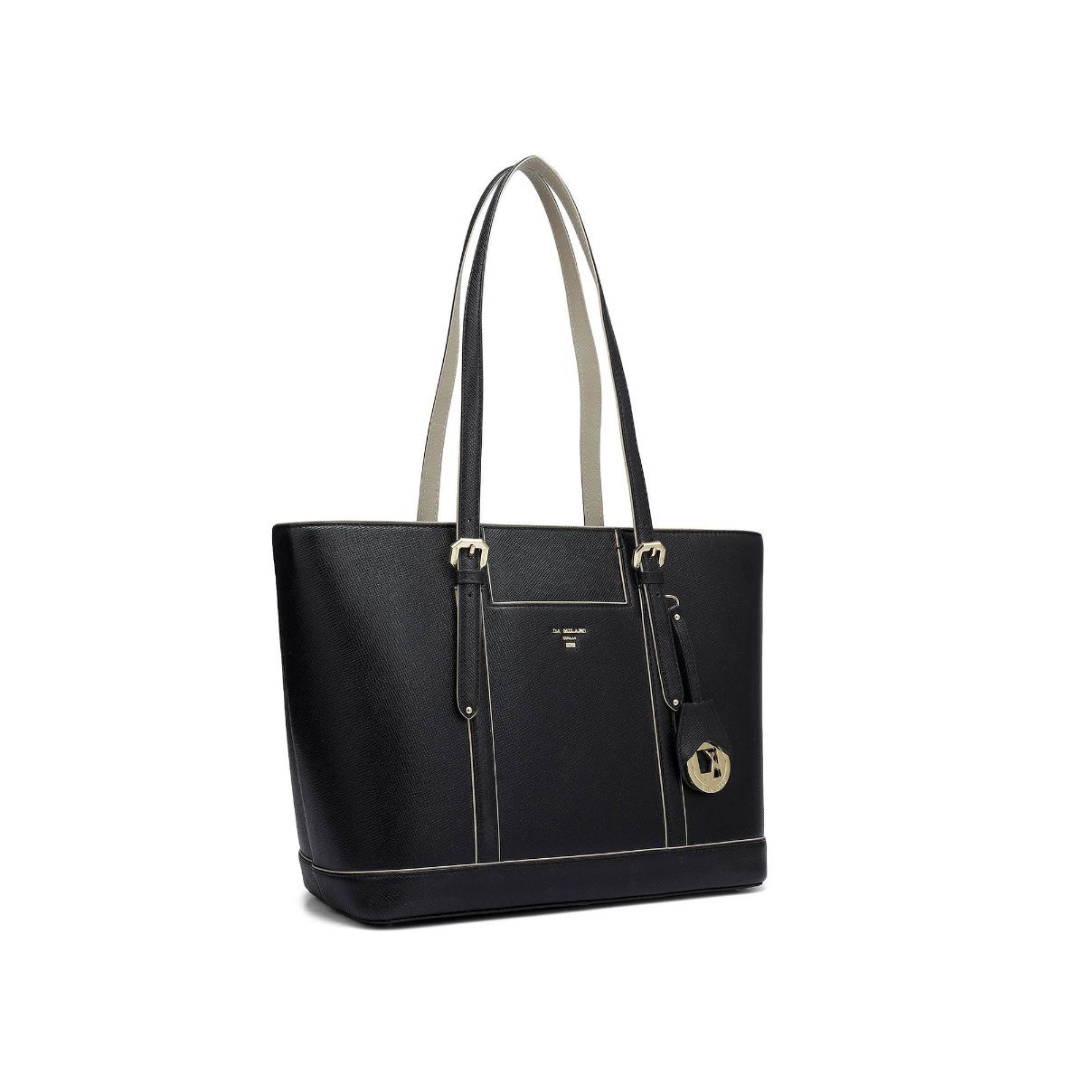 Buy Da Milano Black Solid Handbag Online