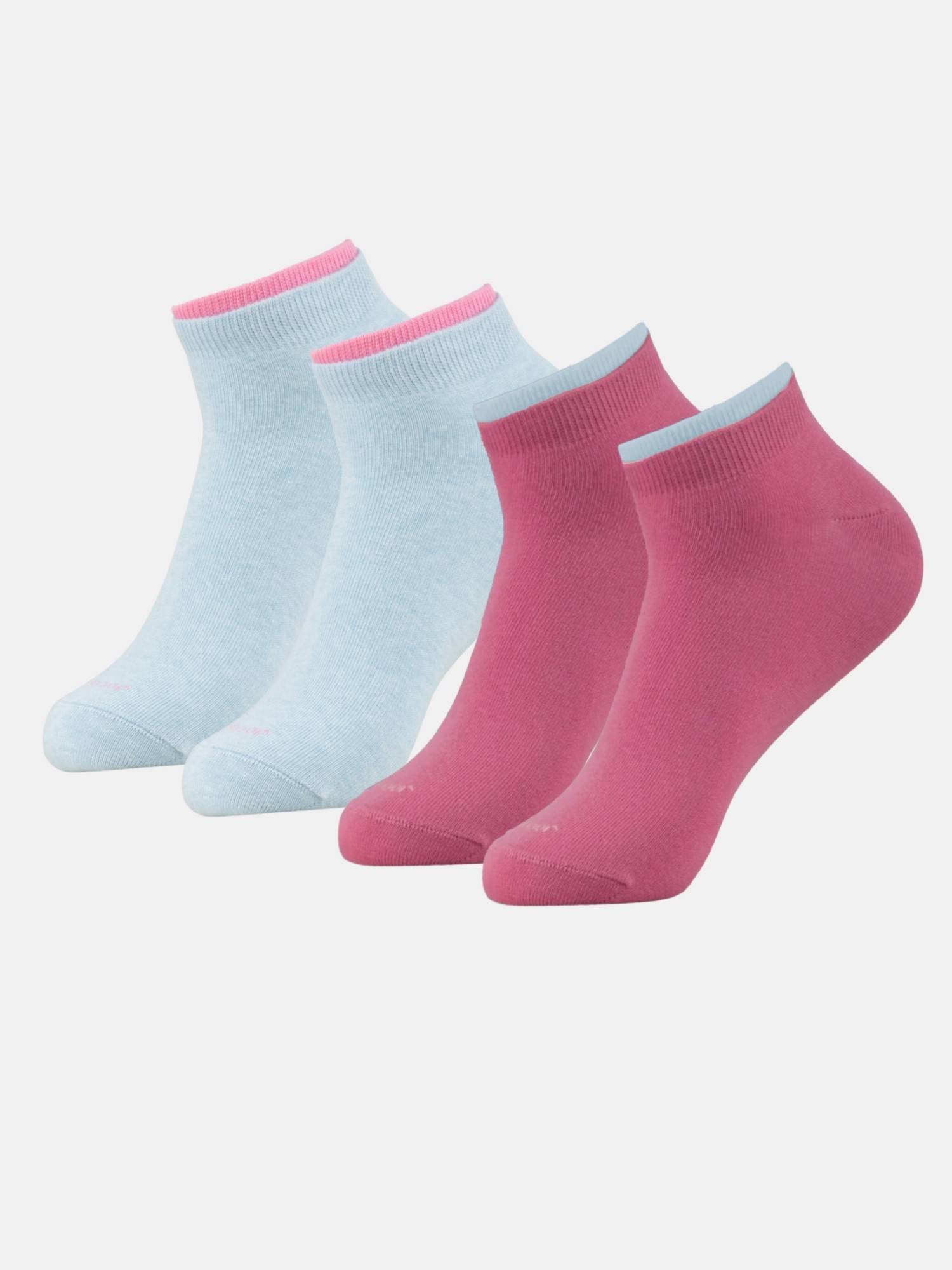 Jockey 7491 Women Cotton Low Show Socks-Sky Melange & Aurora Pink (Pack of 2)