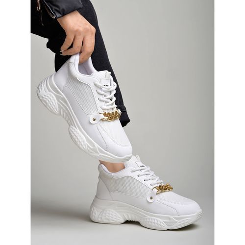 Buy Shoetopia Chain Detailed White Sneakers for Women Online