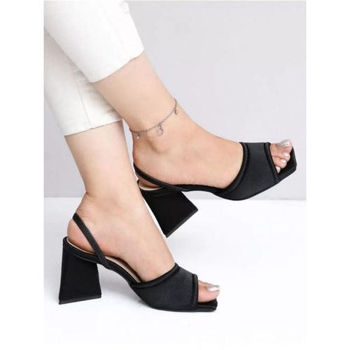Shoetopia Stylish Black Pyramid Heels for Women (EURO 41)