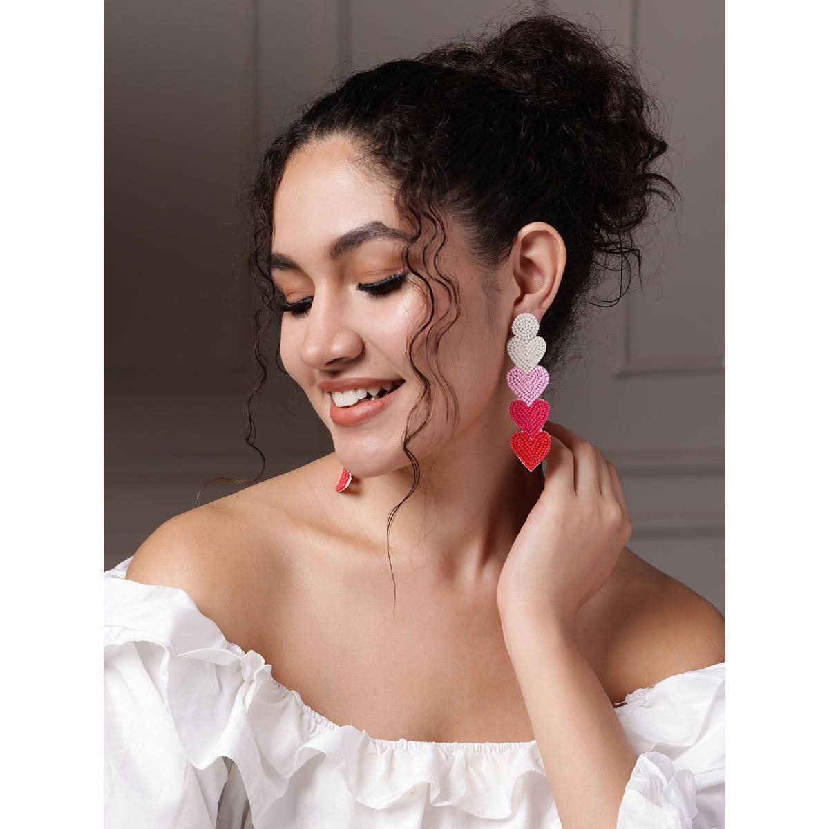 PANASH Heart Shaped Drop Earrings