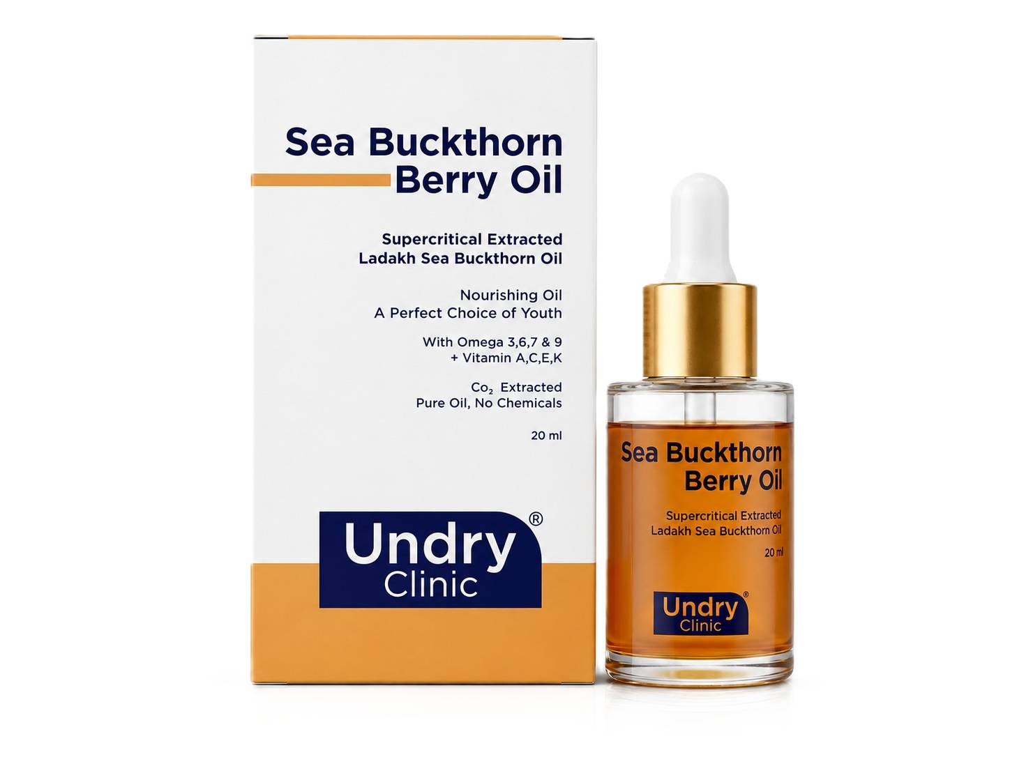 Undry Sea Buckthorn Berry Oil with Omega 3, 6, 7 & 9 for Daily Care