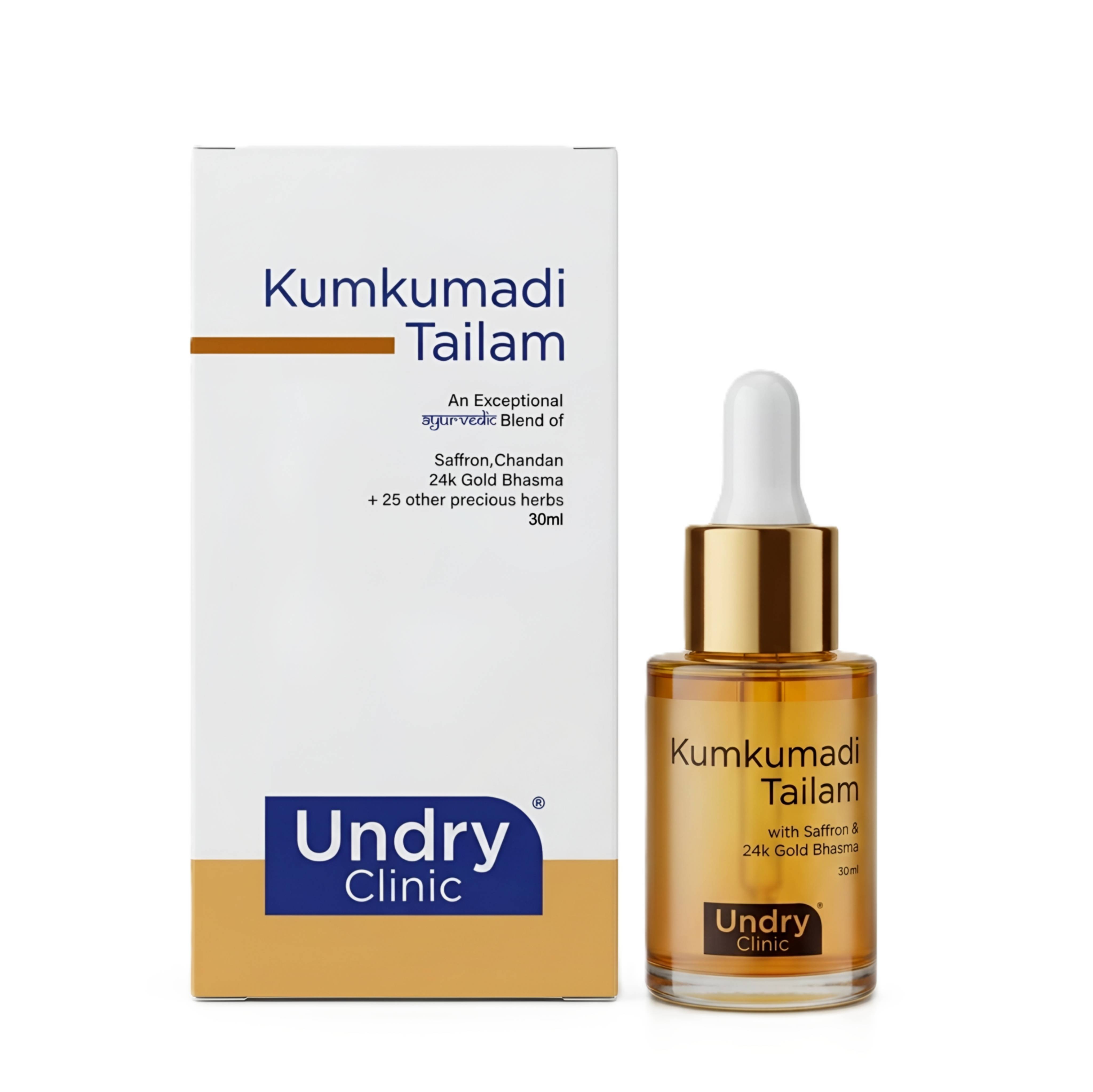 Undry Kumkumadi Tailam with Saffron & 24K Gold Bhasma for Radiant Skin