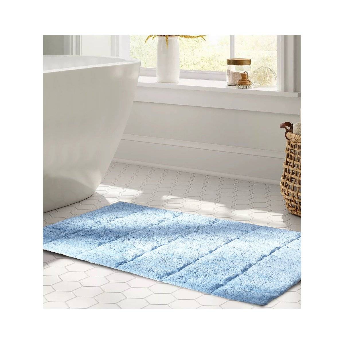 Maspar Cotton Anti-Skid Quick Dry Water Absorbent Soft Bath Mat Blue