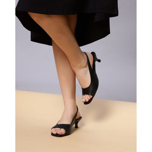 Buy Women Open Toe Kitten Sling Back Closure Sandal Heels