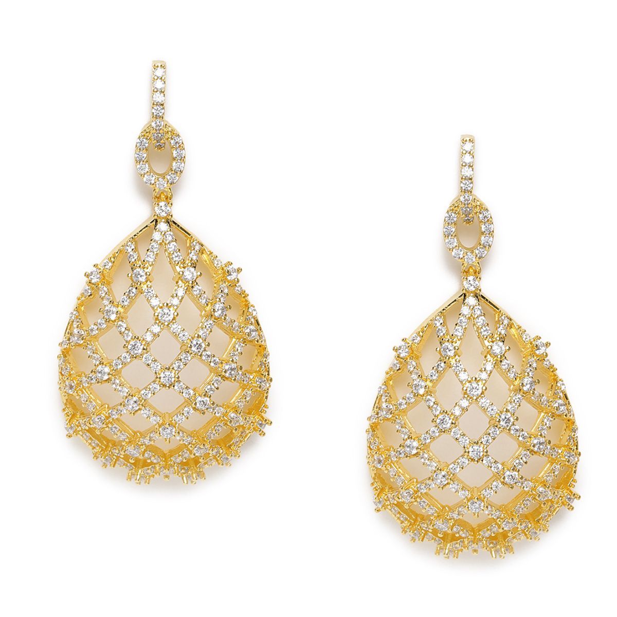 Buy Laida Gold Plated American Diamond Studded Handcrafted Earrings Online