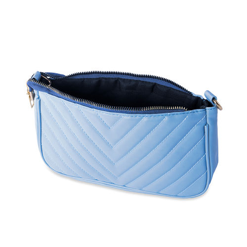 NUFA Blue Solid Small Shoulder Handbag