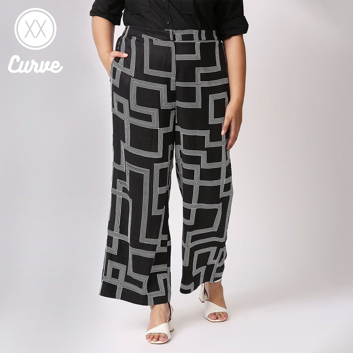 black and white baggy trousers