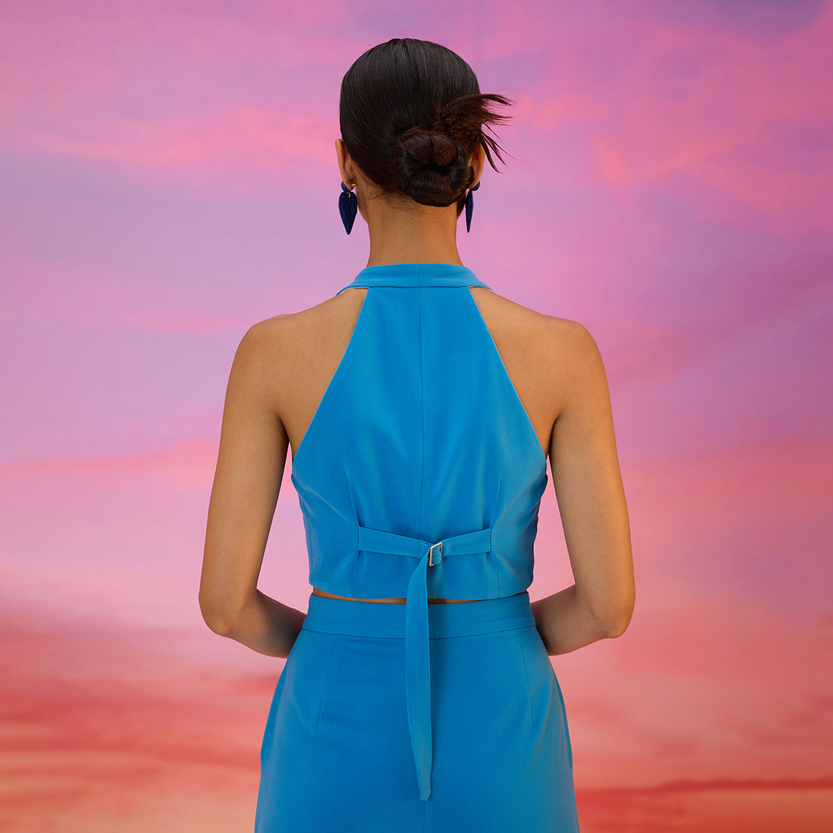 Rsvp By Nykaa Fashion Aqua Blue V Neck Vest Crop Top Buy Rsvp By Nykaa