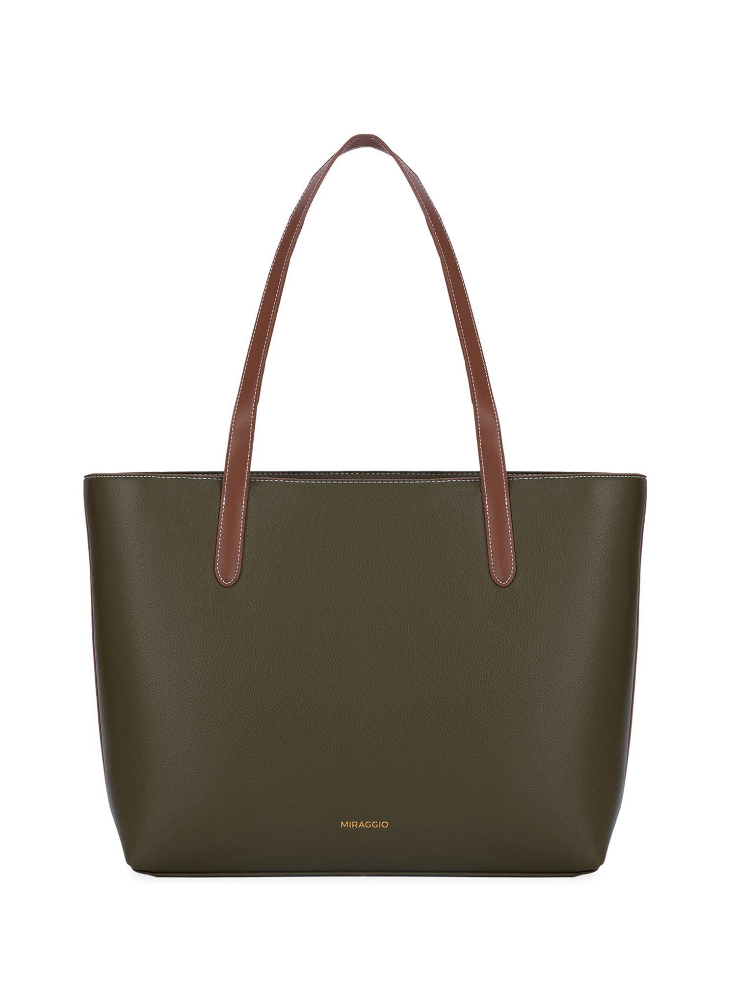 MIRAGGIO Kate Structured Green Shoulder Bag (L)