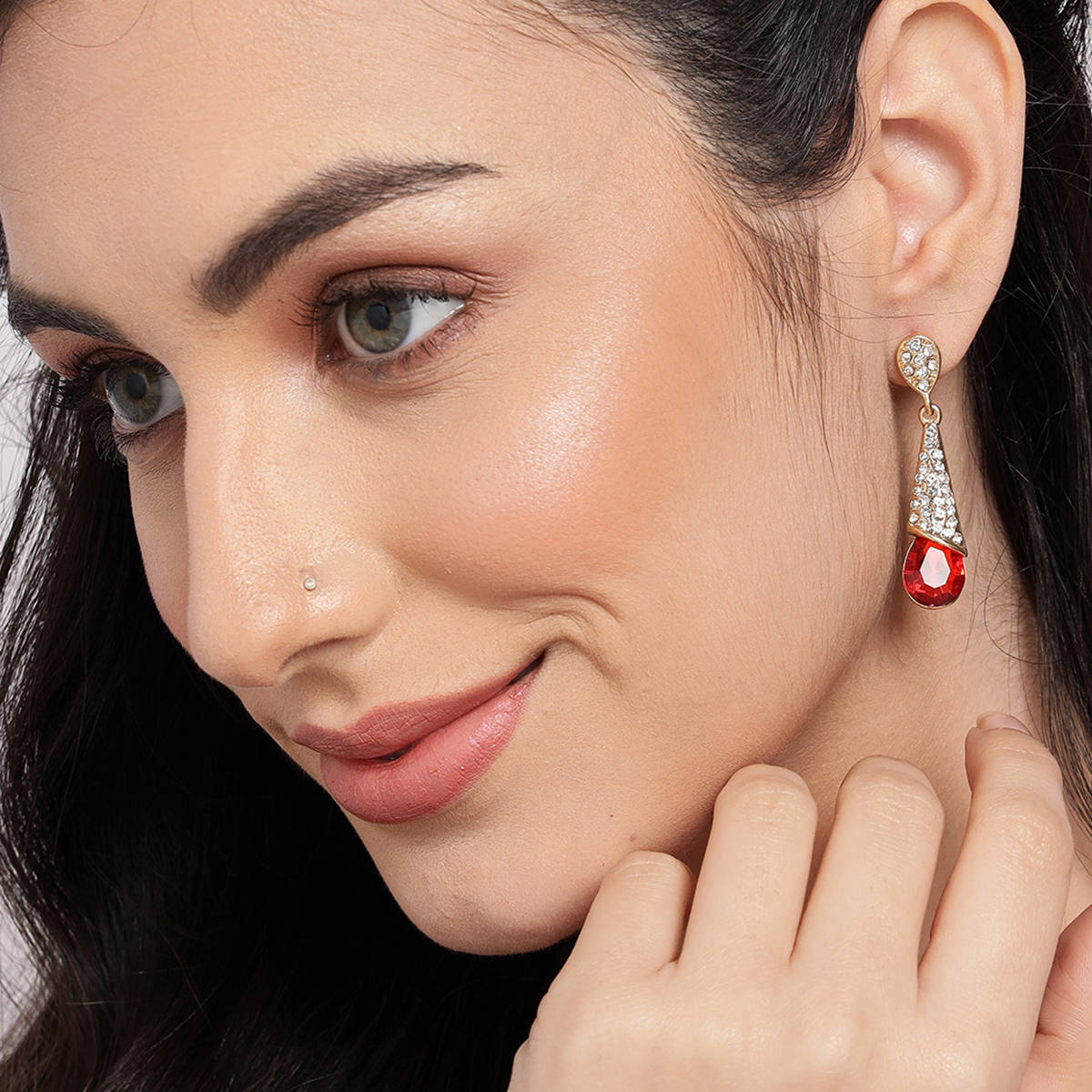 SOHI Red Gold Plated Contemporary Drop Earrings