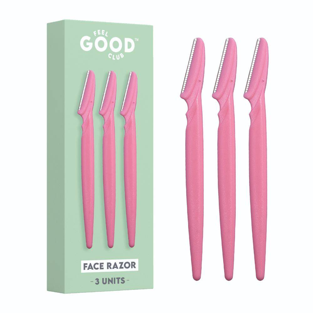 Feel Good Club Face & Eyebrow Razor - Pack Of 3 Reusable Razors For Instant & Painless Hair Removal