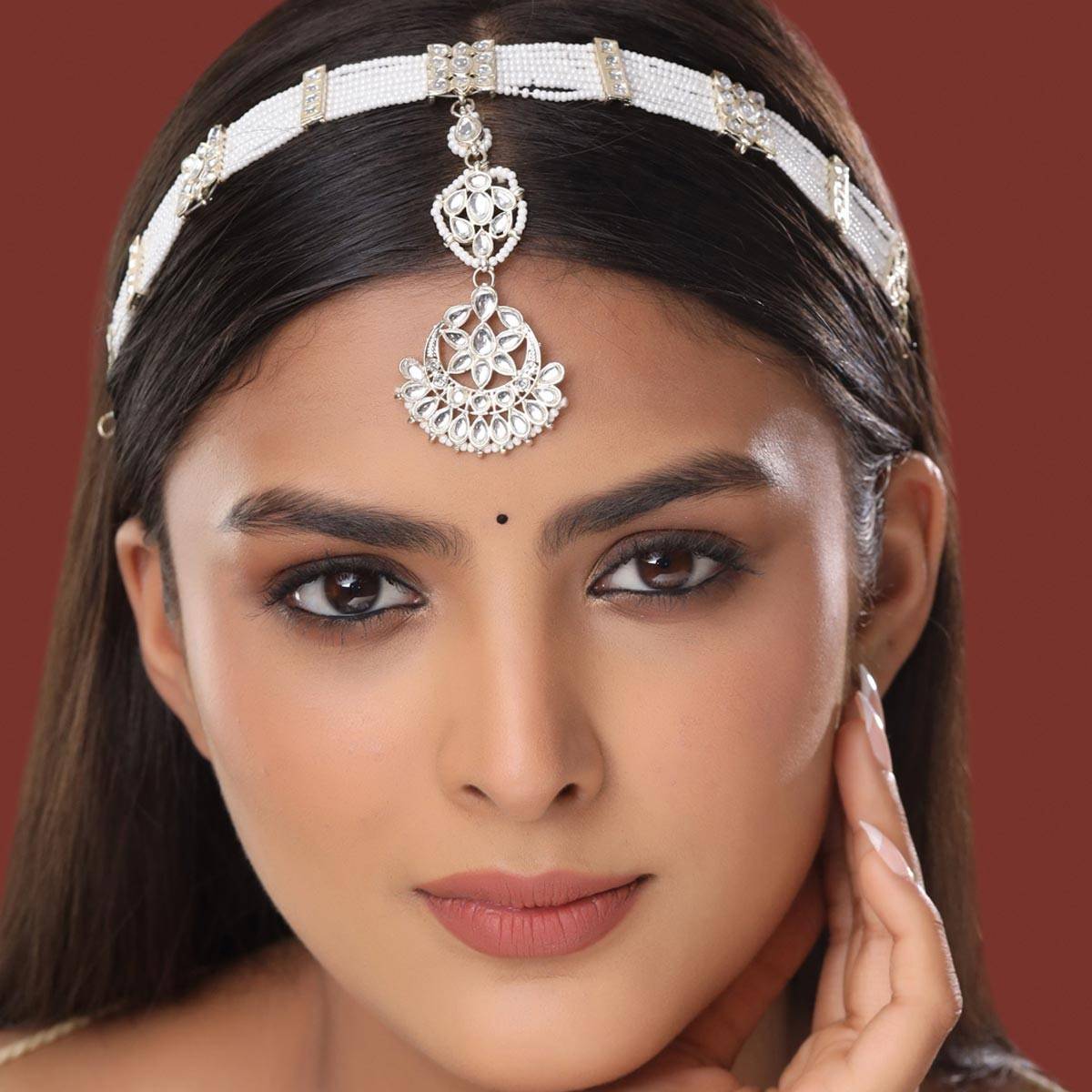 VIRAASI Gold-Plated Ethnic Kundan Sheeshphool