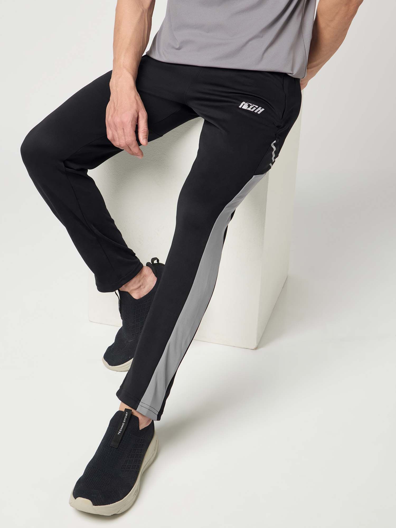 Buy Technosport Men Black Polyester Mid Waist Track Pant Online