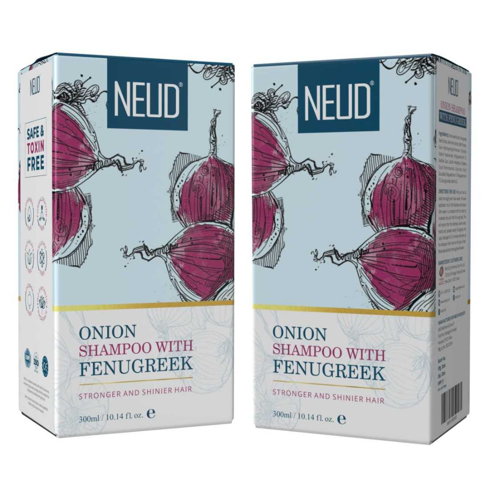 Neud Premium Onion Hair Shampoo with Fenugreek for Men & Women - Pack of 2