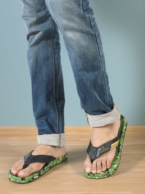 Buy Carlton London Mens Olive Camo Color Slip-On Flip Flops