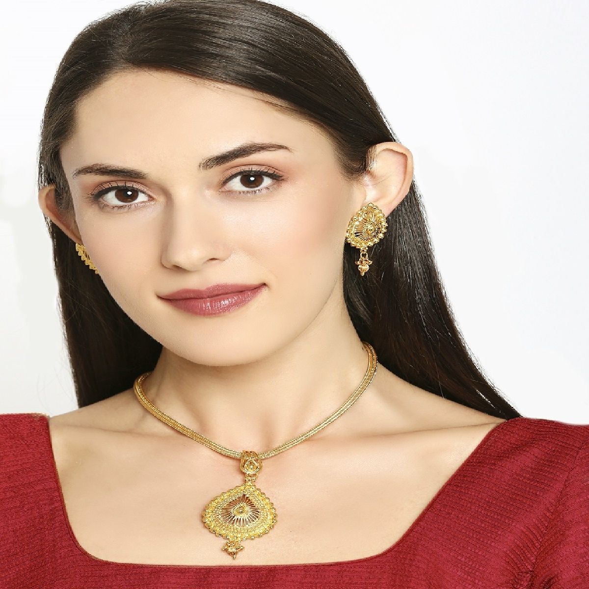 Mahi Gold Plated Traditional Ethnic Pendant Set for Women Buy Mahi Gold Plated Traditional