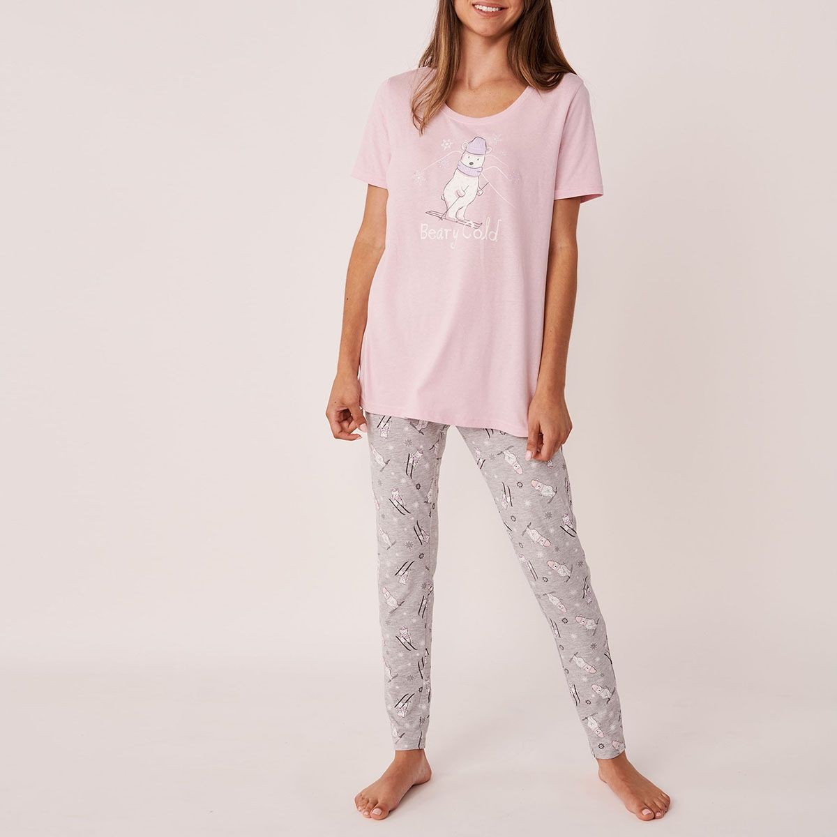 Buy La Vie En Rose Winter Print Short Sleeves PJ Set Online