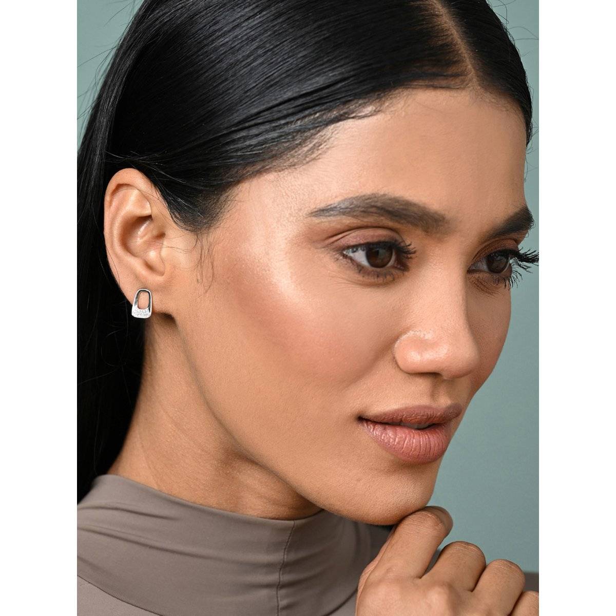 CLARA Women 925 Silver Plated Swiss Zirconia Gemma Stud Earrings