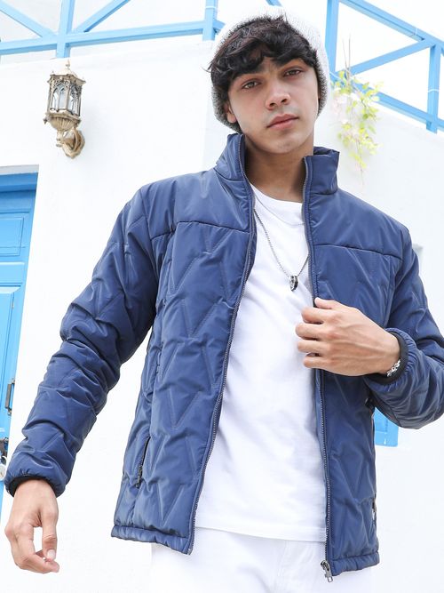 Campus Sutra Men Navy Blue Parachute Puffer Jacket