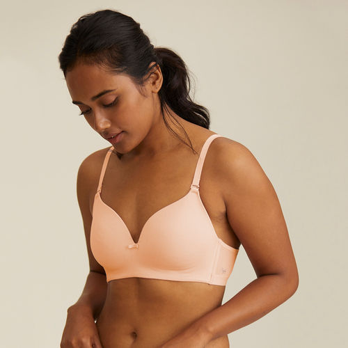Breathe Cotton Padded wireless Transparent back bra 3/4th coverage Ros –  Nykd by Nykaa