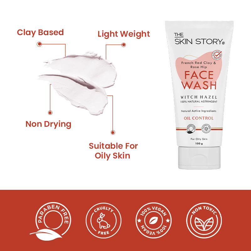 Buy The Skin Story French Red Clay Oil Control Face Wash For Acne Prone