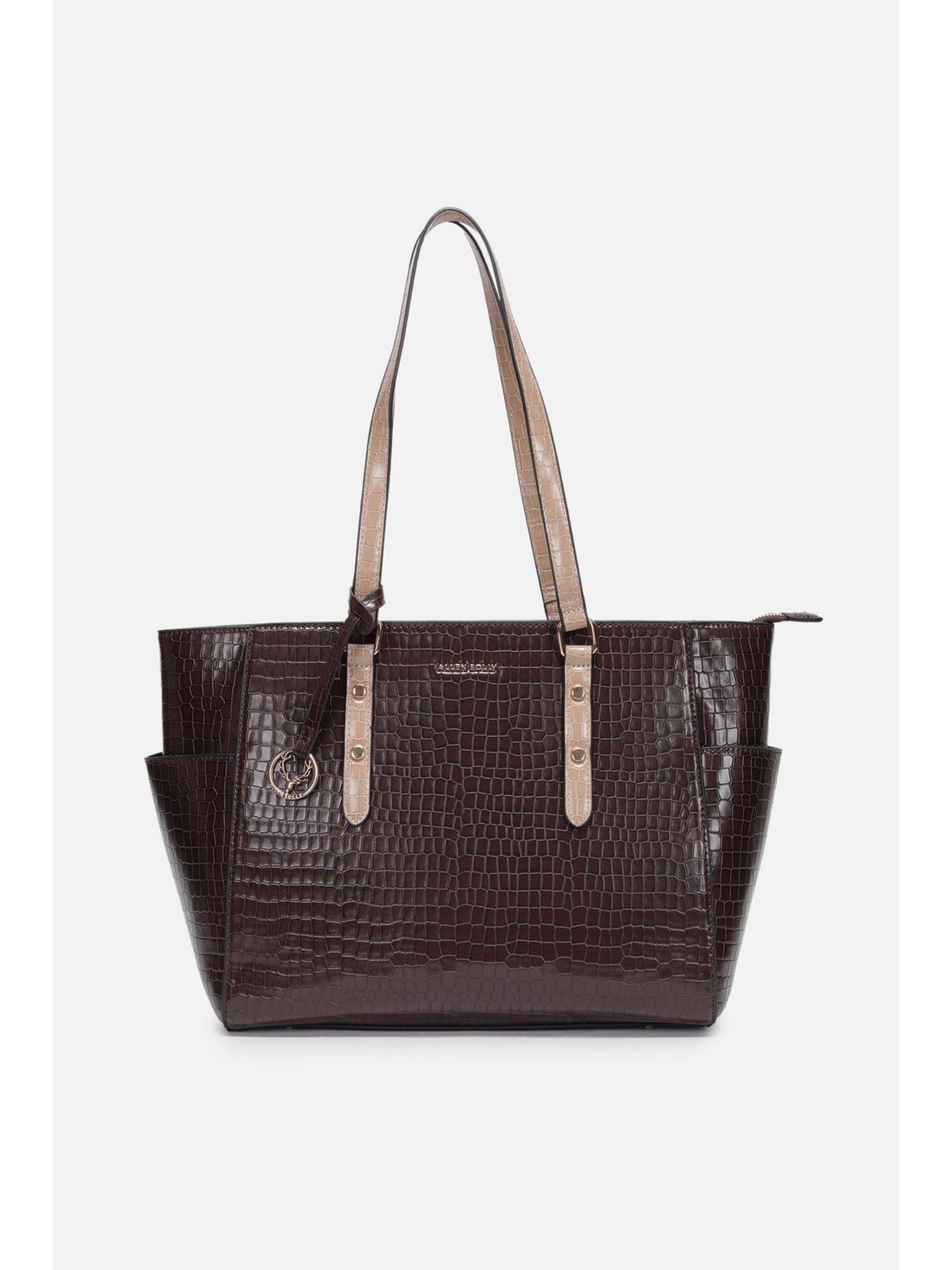 Buy Allen Solly Brown Pu Textured Tote Bag Online