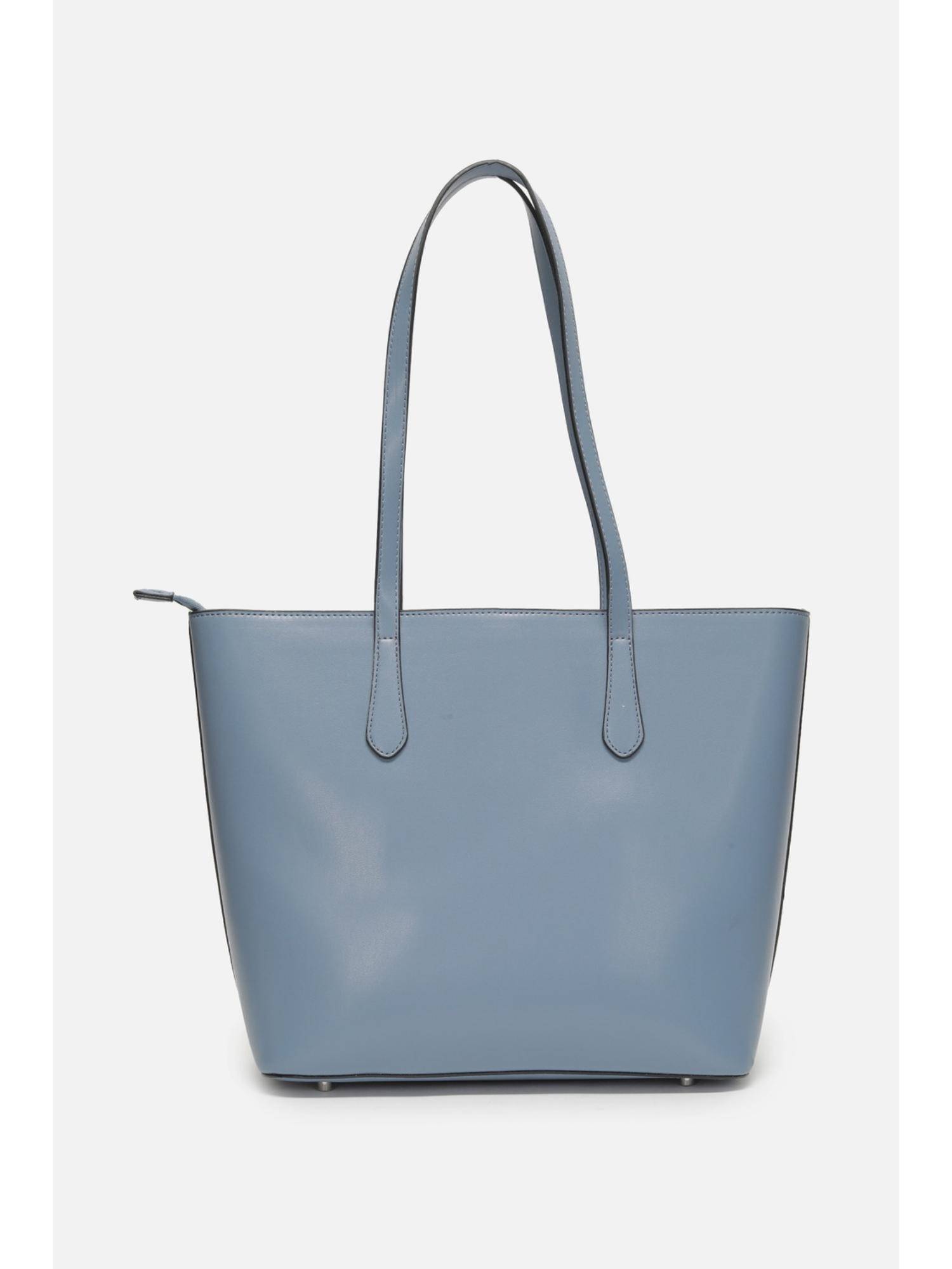 Buy Allen Solly Blue Pu Textured Tote Bag Online