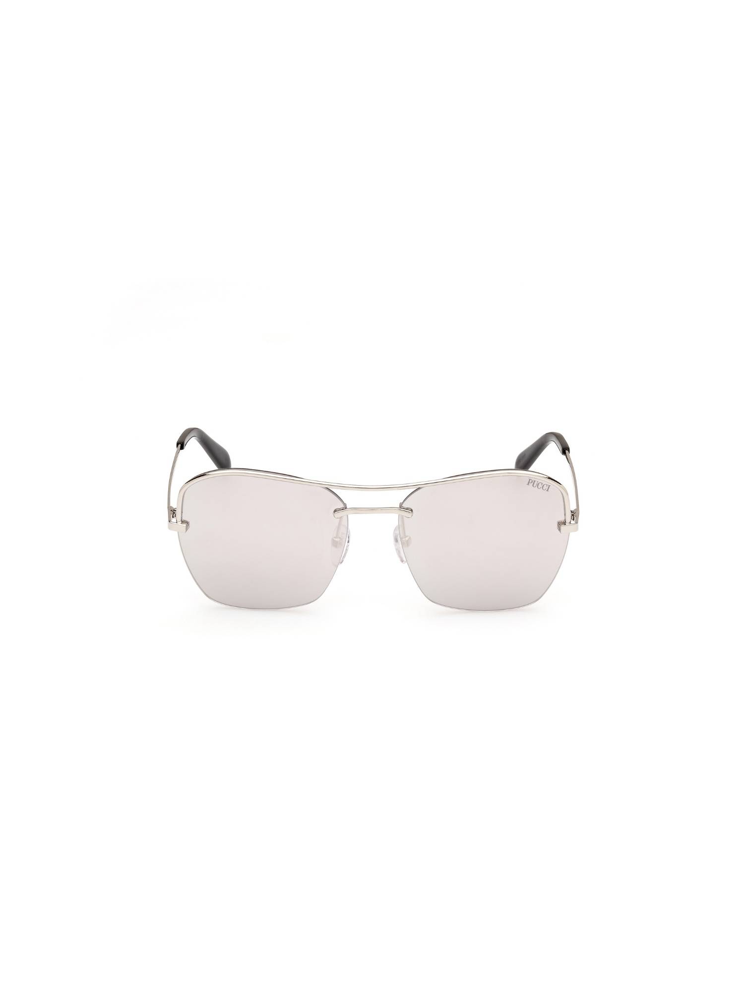 Emilio Pucci Silver Metal Half Rim Square Women Sunglasses (Ep0225 56 16C) (56)