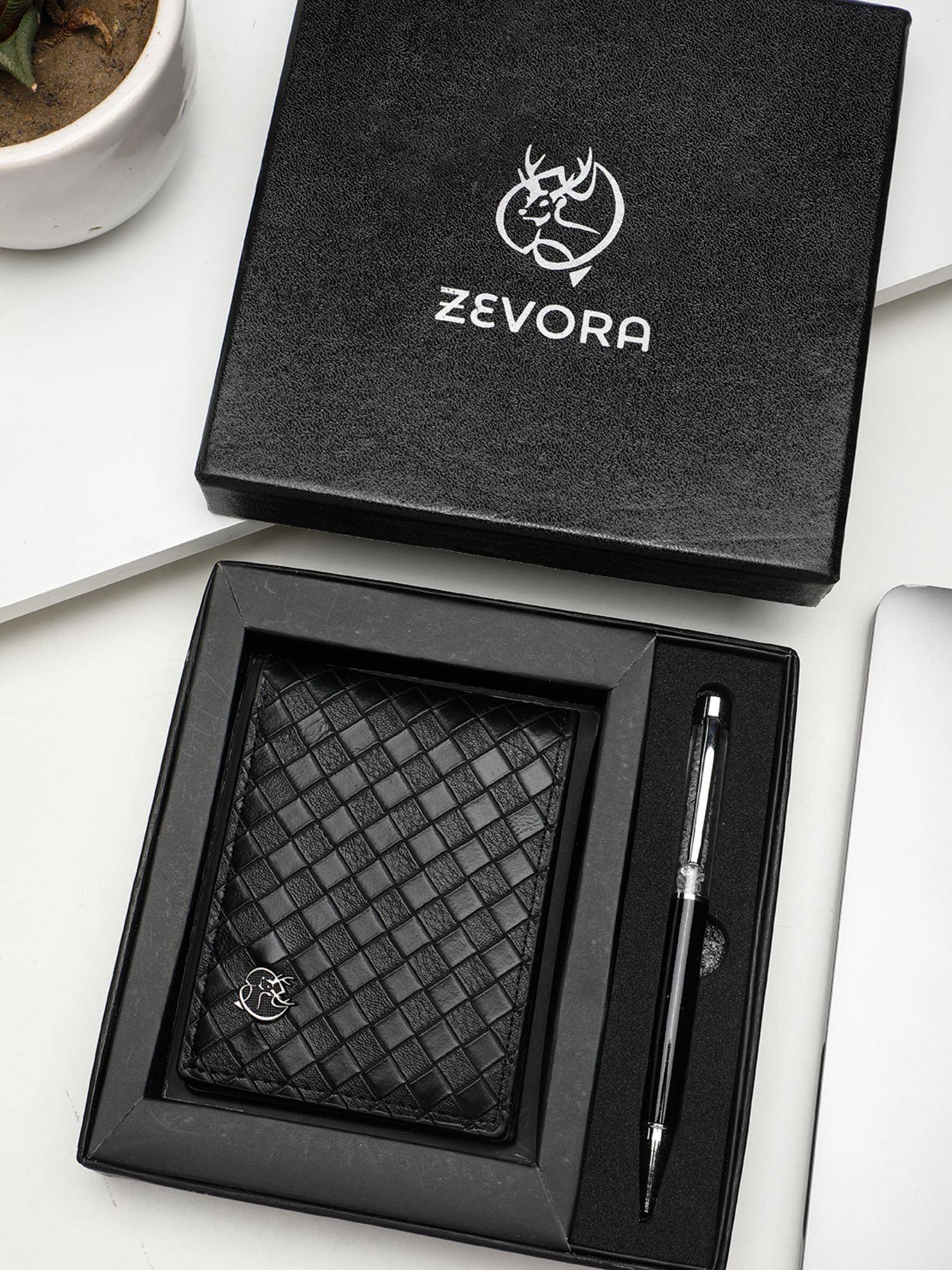 Zevora Buy ZEVORA Men Two Fold Leather Wallet With Twister Ball Pen - Black Online