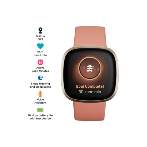 Fitbit versa 3 pink clay soft gold aluminum Clearance