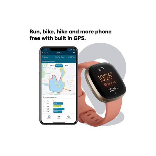 Buy Fitbit Versa 3, Pink Clay/soft Gold Aluminum Online