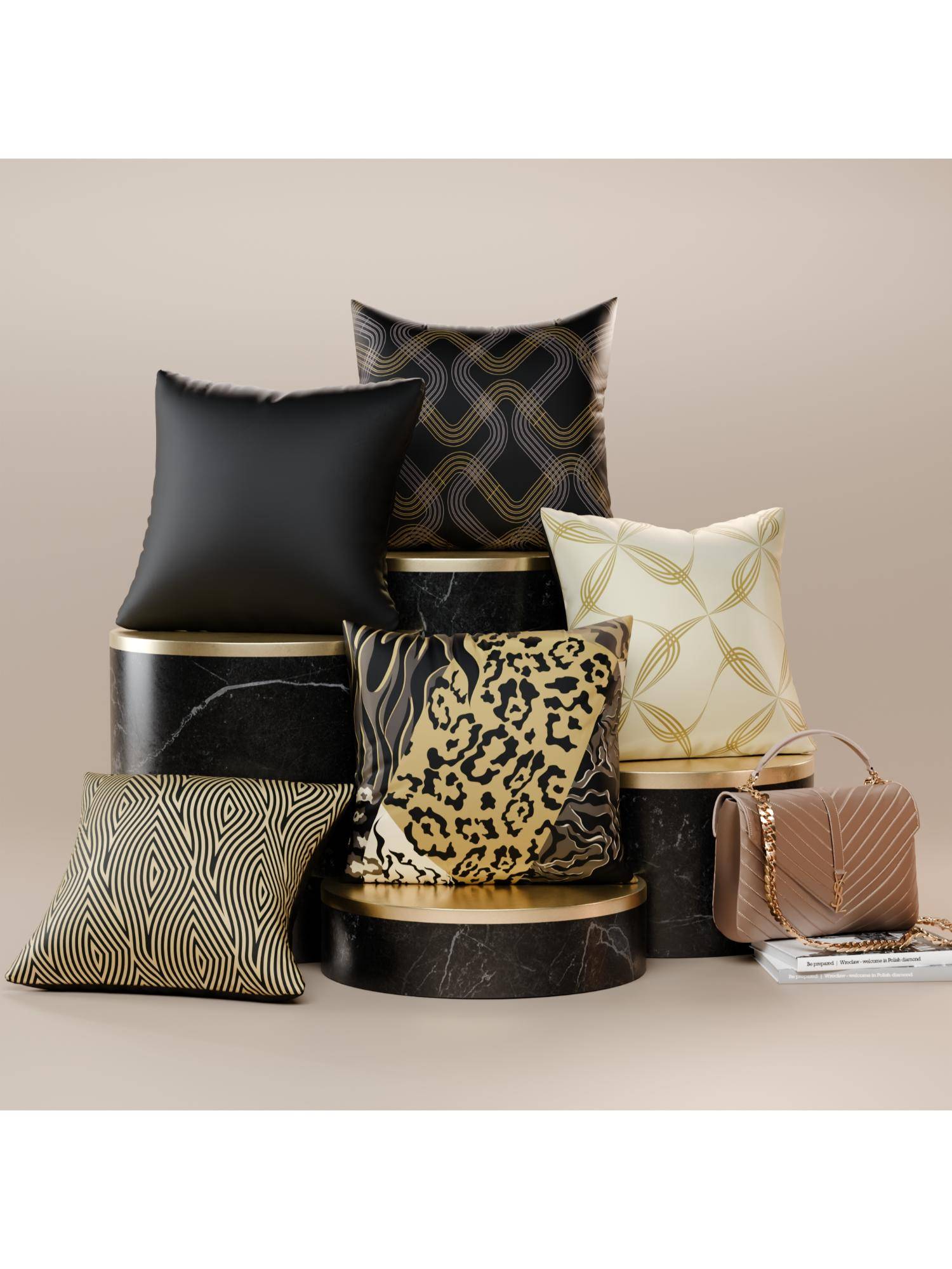 Stoa Paris Multi-Color Anastasias Sovereign Polyester Satin Cushion Covers (Pack of 5)