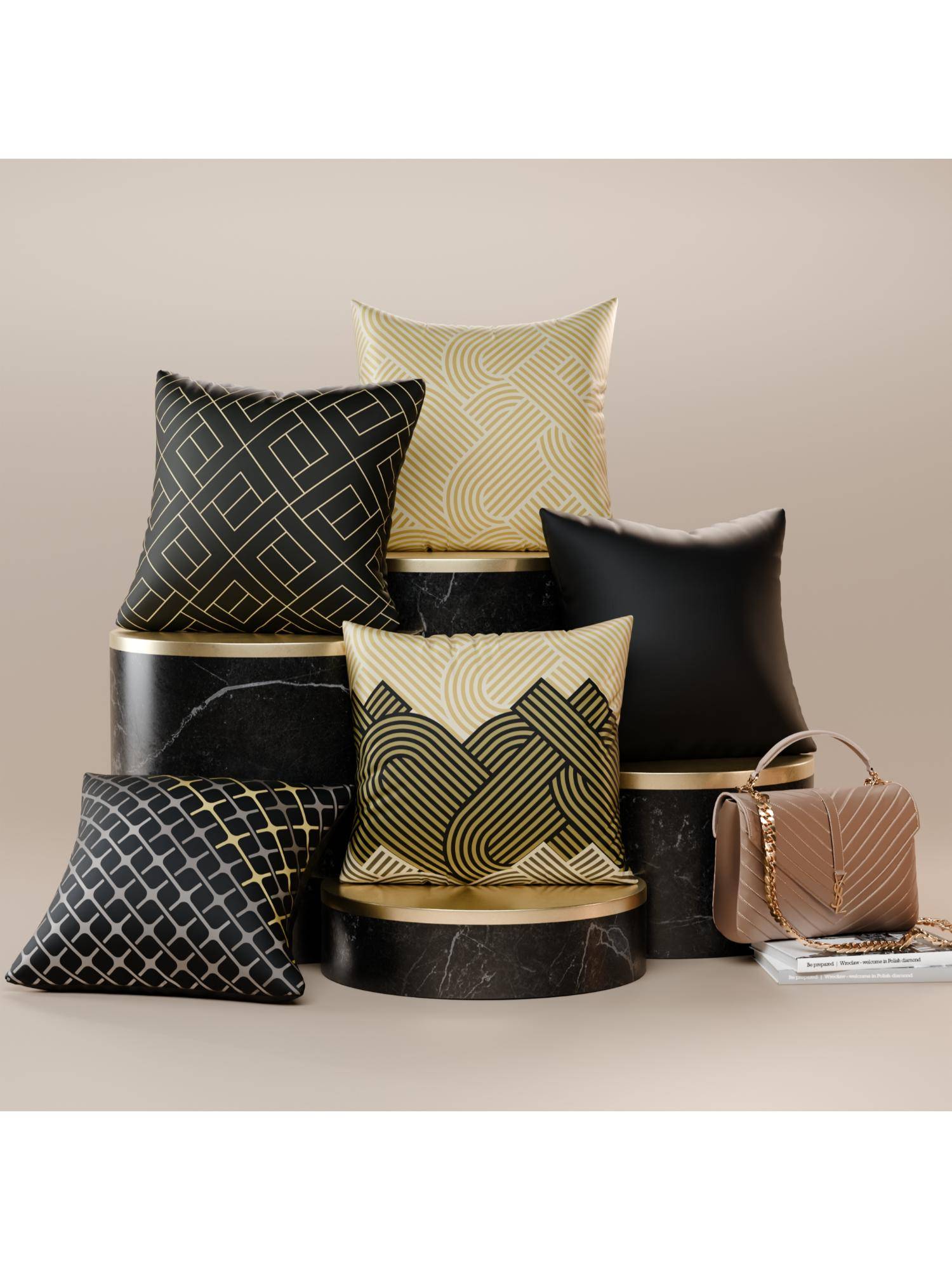 Stoa Paris Multi-Color Anastasias Waltz Polyester Satin Fabric Cushion Covers (Pack of 5)