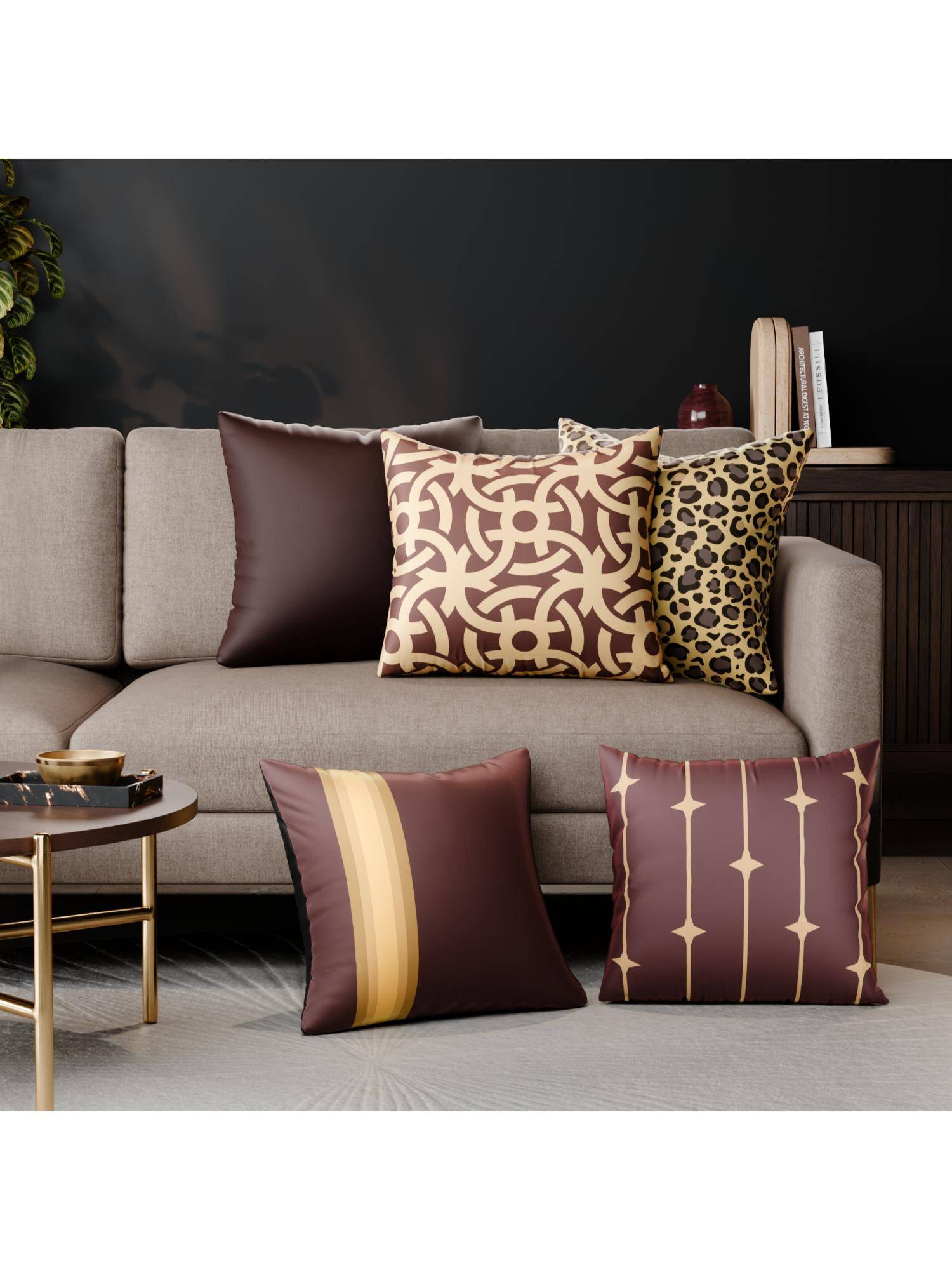 Stoa Paris Multi-Color Charlottes Relic Polyester Satin Fabric Cushion Covers (Pack of 5)