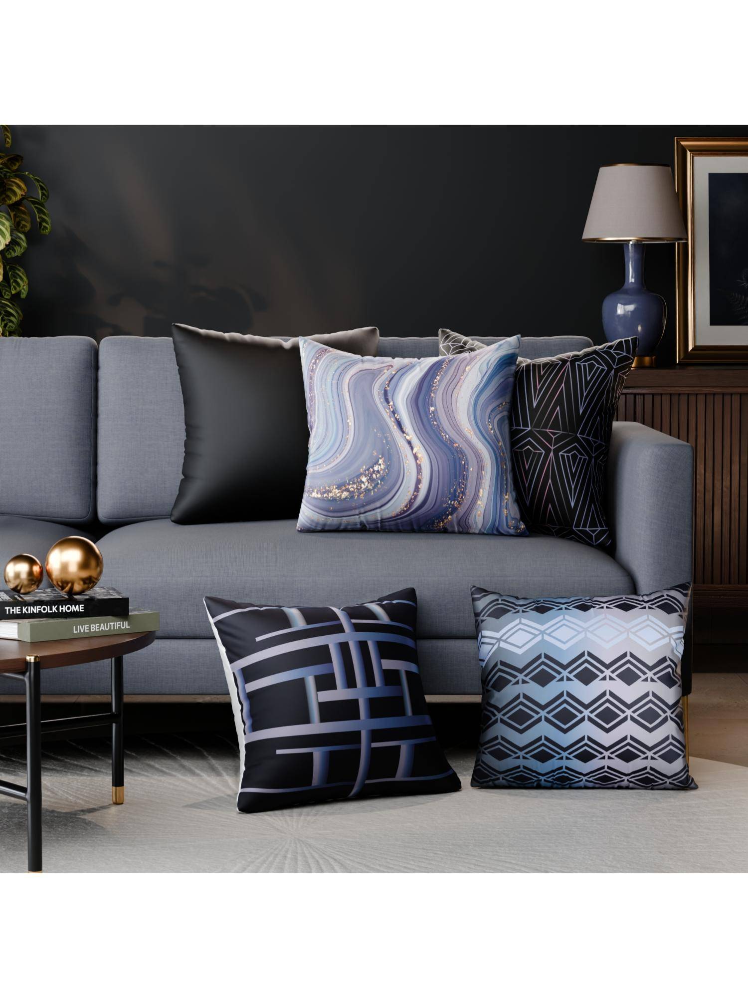 Stoa Paris Multi-Color Ophelias Serenade Polyester Satin Fabric Cushion Covers (Pack of 5)