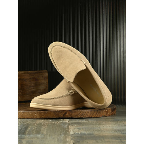 CARLO ROMANO Women Suede Leather Loafers Beige (UK 4)