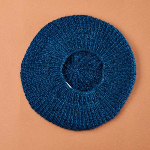 Buy Fabindia Teal Acrylic Woven Beanie Cap Online