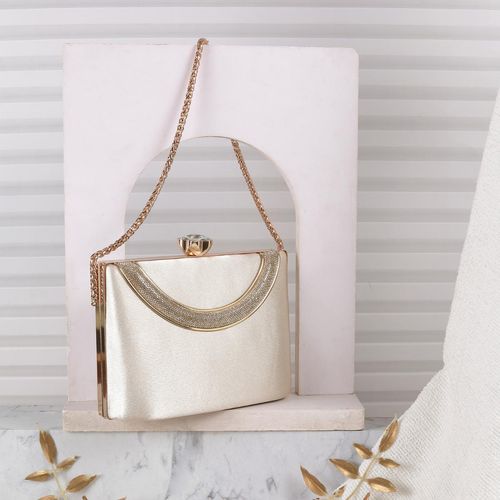 Buy Metro Solid Fabric Gold Party Clutch Online