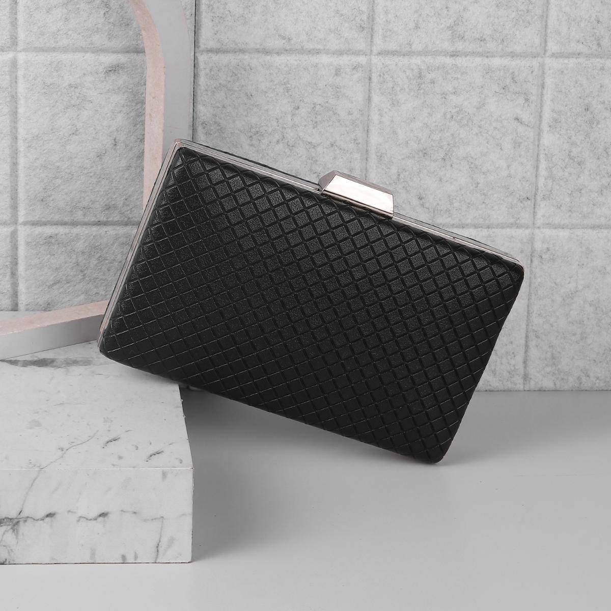 Metro Textured Faux Leather Black Party Wallet