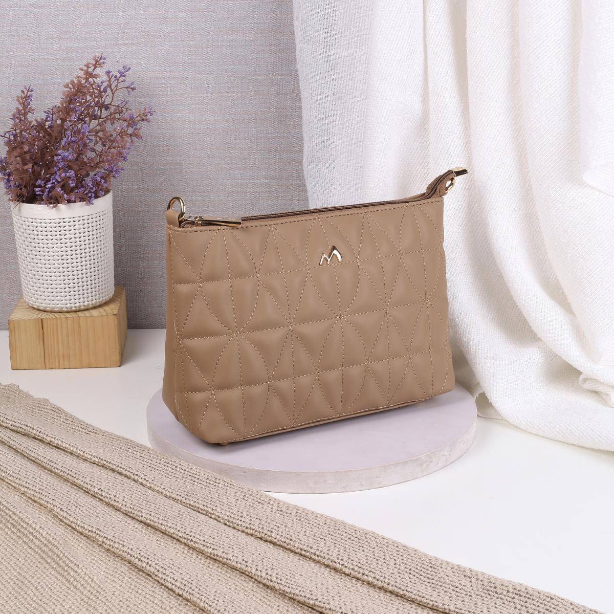Metro Textured PVC Beige Casual Sling Bag