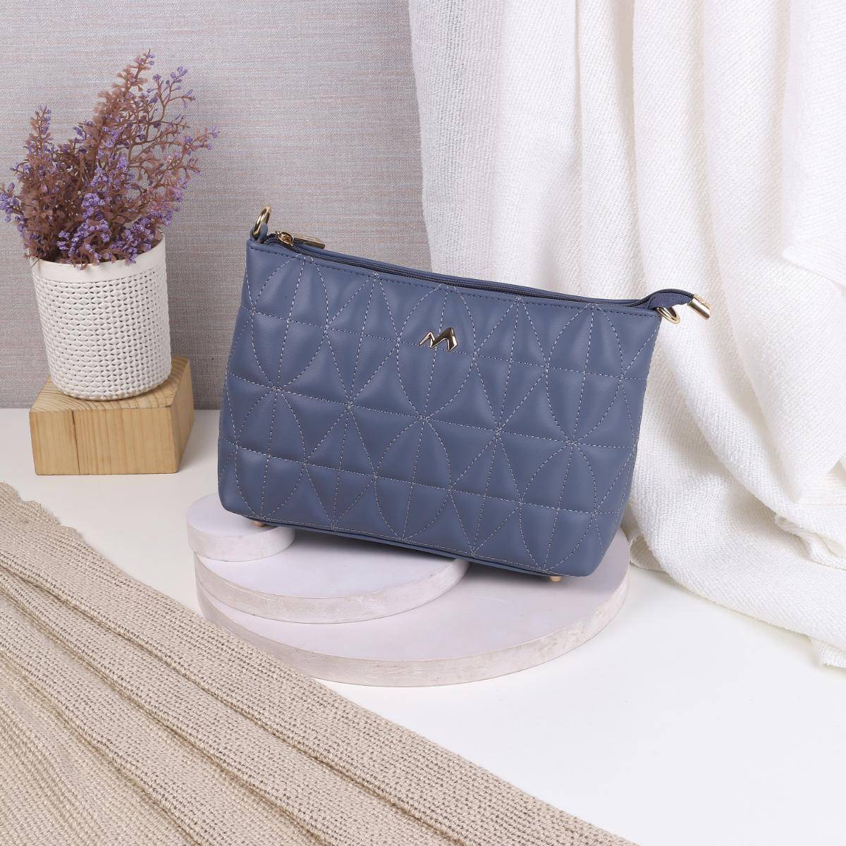 Metro Textured PVC Blue Casual Sling Bag